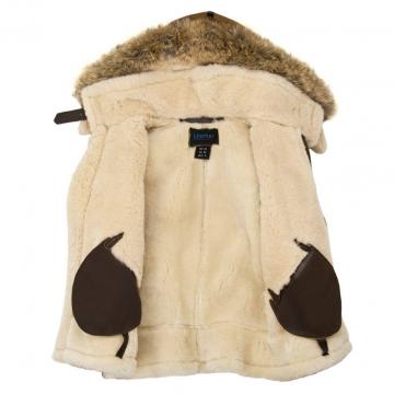 Pelliccia con Cappuccio Bomber in Camoscio Da donna